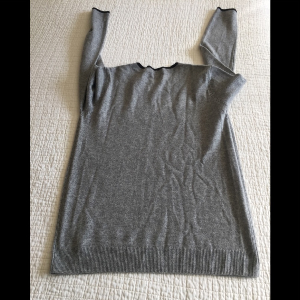 Like New Marled grey cashmere sweater w/Sunday written across chest - Picture 2 of 6